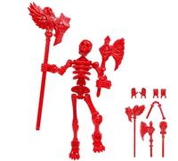 360° Poseable Skeleton Warrior Kit, 3D Printed Skeleton Action Figure, Halloween Human Torch Action Figure, Horror Tiny Fully Articulated Splicing Movable for Desktop Decorations(Red)