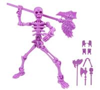 360° Poseable Skeleton Warrior Kit, 3D Printed Skeleton Action Figure, Halloween Human Torch Action Figure, Horror Tiny Fully Articulated Splicing Movable for Desktop Decorations(Purple)