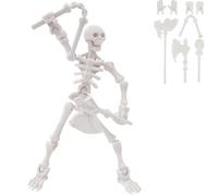360° Poseable Skeleton Warrior Kit, 3D Printed Skeleton Action Figure, Halloween Human Torch Action Figure, Horror Tiny Fully Articulated Splicing Movable for Desktop Decorations(Blanc)