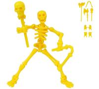 360° Poseable Skeleton Warrior Kit, 3D Printed Skeleton Action Figure, Halloween Human Torch Action Figure, Horror Tiny Fully Articulated Splicing Movable for Desktop Decorations(Yellow)