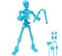 360° Poseable Skeleton Warrior Kit, 3D Printed Skeleton Action Figure, Halloween Human Torch Action Figure, Horror Tiny Fully Articulated Splicing Movable for Desktop Decorations(Light Blue)