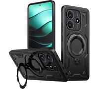 360°Rolatif Magnetic Stand Case for Xiaomi Redmi Note 14 5G [CD Ring Stand Stable for Mag-Safe] [No.1 Power Magnetic & Shockproof Military Protection] Slim Durable Case,Black