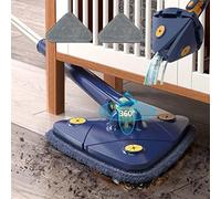 360° Rotatable Adjustable Cleaning Mop for Floor,Walls and Ceilings,Extendable Triangle Mop 360 Degree Rotatable (Mop Set(2 replacement cloth),Blue)