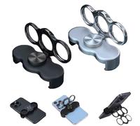 360° Rotatable Dual-Ring Three-Finger Phone Holder,Multipurpose Foldable Desktop Lazy Holder,Back Clip Mount Mobile Support Compatible with Smartphones,for Car,Desk,Kitchen & Office (B+S)