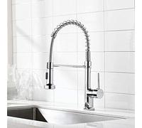 360° Rotatable Single Lever Kitchen Faucet Pu Spray Compatible Brass Sink Mixer & Nickel Hot & Cold Water Tap for Modern Kitchens