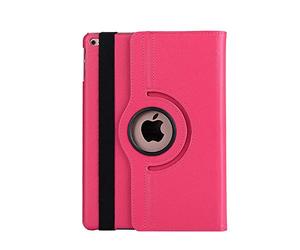 360 Rotatif Housse Coque Etui pour Apple Nouvel iPad 9.7 Neuf 2018 6e génération Coque Funda Tablette A1822 A1893 Support Coque + Stylet + Film Rose Rouge