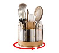 360 Rotating Makeup Brush Storage, Clear Acrylic Brush Holder, 5.51x5.39 inches Cosmetic Organizer with Stable Base, Makeup Holder with Transparent Design, Brushes Container for Vanity and Countertop
