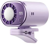360° Rotating Semi-Cooling Clip Fan, 2026 Car Clip on Air Conditioner Fan with LED Display, 199 Speeds Adjustable, 16℃ Semi-Cooling, Rechargeable Personal Fan for Cars, Work, Camping (Purple)
