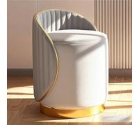 360° Rotating Vanity Stool With Backrest, Gilded Base & Padded Leather Ottoman Seat, Elegant Round Makeup Chair For Dressing Table, Bedroom, Living Room And Entryway(Silver,Rotatable)