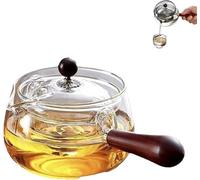 360 Rotation Verre Teapot, 550 ML de thé avec poignée en Bois, Bouilloire divisée, Pot de Brassage à thé en Vrac ménage, gongfu, théière créative Portable pour la Maison, Bureaux (transparen
