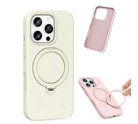 360° Spin Magnetic Ring Stand Silicone for iPhone 17 Pro Max Case, Liquid Silicone Rubber Soft Phone Case for 17/16/15/14 Series, Shockproof Vibrant Grip Full Camera Protection (White,For iPhone16)