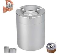 360° Stainless Steel Twist-Lock Ashtray, Windproof Rotating Ashtray, Car Stainless Steel Ashtrays, Hands-free Cigarette Holder, with Cigarette Holder, Suitable for Cars and Homes (A01)