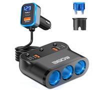 【360 W Avancée】 9 en 1 Multi Prise Allume Cigare: Qidoe PD36W USB Allume Cigare de Voiture, 12V/24V Adaptateur Allume Cigare avec Interrupteur Voltmètre à LED Charge Rapide Phone GPS Dash Cam