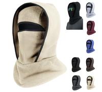 360° Windproof Cold One-Piece Pullover Cap,Outdoor Winter Warm Hat,Neckband Integrated Cycling Mask Sports Ski Head Cover (Khaki)