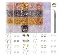 3600 Pièces Kit de Fabrication de Boucles， Bijoux Faisant Kit avec Crochets de Boucle d'Oreille, Anneaux de Saut， pour Fabrication de Bijoux et Réparation de Boucles d'Oreilles