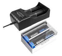 [3600mAh] Pack de 2 Piles pour Batterie supérieure Plate de 3.7v à Dessus Plat, Batterie Plate Rechargeable pour Lampe de Poche Appareil Photo, Lampe Frontale (IB-65O)