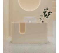 360Home Comptoir de caisse avec éclairage LED Comptoir d'accueil avec tiroirs Comptoir depour bureau, supermarché, hôtel et magasin de vêtements Beige 160*60cm