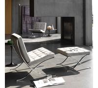 360Home Fauteuil vintage avec pouf en similicuir blanc