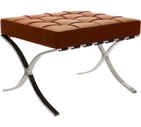 360Home Fauteuil vintage en cuir véritable pouf marron mat