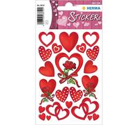 [3619-5] HERMA Lot de 5 Stickers DECOR "Coeur et Roses" 3 x 22 Stickers