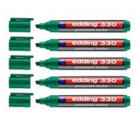 edding 330 Marqueur permanent - vert - 1 stylo - pointe biseautée 1-5 mm - sèche vite, résiste à l'eau et aux frottements - pour carton, plastique, bois, métal, verre