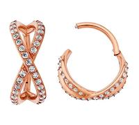 365 Sleepers Acier Chirurgical 316L Unisexe 16G Double Torsion Gemme Segment Articulé Anneau Boucle d'oreille Hélix Tragus Septum Nez Piercing Bijoux