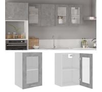 36599|®MON|Armoire en verre suspendue Buffet de cuisine & Contemporain Design,Déco murale Meuble haut de cuisine Gris béton