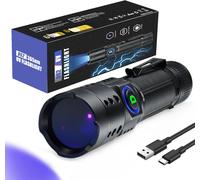 365Nm Lampe De Poche Uv Mini Usb - C Led Rechargeable Avec Miroir Noir Puissant Détecteur Portable De Taches D'Urine Pour Animaux De Compagnie Identification Anti - Contrefaçon
