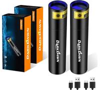 365nm Uv Flashlight Wood Lamp Usb Rechargeable Black Lamp Led Ultraviolet Light,Pet Urine,Stains,Uranium Glass,Silver,Amber 370nm,2pcs