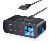 365W Chargeur USB C Multiple avec Écran LED, YSYFD 6 Ports Station de Charge GaN Rapide PD Chargeur USB C 100W QC Charge USBA Multi pour Macbook Ordinateurs Portables i Phone Pad Samsung, Noir
