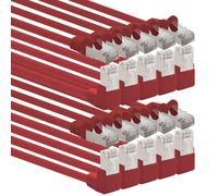 366122 Câble réseau Cat.6 angle 90 degrés 0,25 m - rouge - paquet de 10 - Câble patch Cat6 (SFTP PIMF) 1000 Mbit/s connecteur Rj 45-10 x 0,25 m mètres rouge