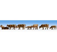 Noch – Figurines modélisme ferroviaire 36722 – Vaches brunes foncées, 9 figurines