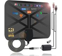 36DBI Antenne TV Intérieur, 200 km d'autonomie Antenne TNT Puissante Intérieure Signal Amplificateur Booster avec Câble Coaxial