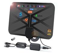 36DBI Antenne TV Intérieur, 200 km d'autonomie Antenne TNT Puissante Intérieure Signal Amplificateur Booster avec Câble Coaxial Soutenir TV HD, 1080P 4K FM, VHF, UHF