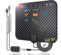 36DBI Antenne TV Intérieur Puissante, 200 km d'autonomie Antenne TNT Intérieure avec Signal Amplificateur Booster pour TNC/VHF/UHF/M/FME, Soutenir TV HD