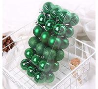 36PC Boules de Noël,Boules de Noël en Plastique Robuste Decoration Noël Décorer Sapin de Noël Suspendues Ornements de Boule Arbre de noël fête de Mariage décor Set (Vert)