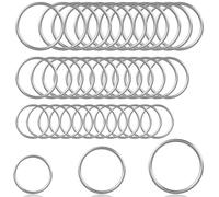 36pcs 304 Acier Inox Joint Torique, joints toriques ronds soudés en acier inoxydable pour bricolage, quincaillerie, porte - clés, ceinture (1,2 ", 1,6", 2 ")