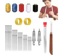 36PCS Big Eye Steel Sewing Needles Five-colored thread Kit, Stainless Steel Needles for Hand Sewing, Portable DIY Hand Made Craft Set for Handcraft Lovers (36pcs)