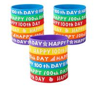 36pcs Bracelets pour 100th Jour d'École, Bracelets Colorés en Silicone Cadeau pour Étudiant pour 100th Jour d'École pour Fournitures de Fête Scolaire Récompenses pour Étudiants
