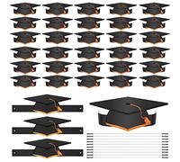 36pcs Chapeau de Diplome, Réglables Chapeau Diplome Enfant Breloque de Pompon de Remise des Diplômes pour Cérémonie Fête de Remise des Diplômes Faveurs (Noir)