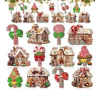 36PCS Décoration De Sapin De Noël à Suspendre, Ornements en Bois, Petits Pendentifs, Rennes, Père Noël, Auto, Suspension pour Sapin (Style-C)