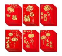 36pcs Enveloppes Rouges Chinoises, 8x11,5cm Enveloppes Rouges du Nouvel an Lunaire Hong Bao Lai See avec Motifs Chinois Classiques et Mots de Bénédiction pour la Fête du Printemps (6 Styles)