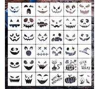 36PCS Halloween Pochans 5x5 pouces réutilisables pochoirs pour animaux de compagnie décorations pour peinture, sculpture de citrouille, artisanat bricolage