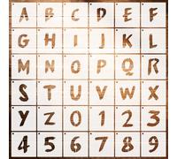 36pcs Kit Pochoirs Lettres pour Peinture, Alphabets Numéro Pochoirs avec Anneau en Métal Réutilisables Alphabet Pochoir pour Mur Tableau Noir Tissu Bois Panneaux Roche Plante (5cm)