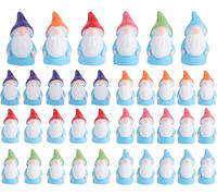 36pcs Mini Resin Gnome Statues Small Decoration Garden Adorable Fairies Mini Gnomes to Hide Miniature Dwarf Figurines for Patio Yard Landscape Car Home Ornaments (6 Colours)
