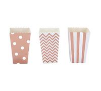 36PCS Popcorn Boxes | Large Capacity Top Opening Design for Easy Filling & Serving | Lightweight Paper Cups for Parties/Movies/Carnivals | 3 Pattern Variety Pack (Pink Gold)