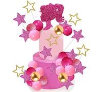 36pcs Rose Gâteau Décoration Fille,Rose Fille Princesse Gâteau D'anniversaire Balancier,Princesse Anniversaire Décoration,Joyeux Gâteau Top Anniversaire Cuisine Décoration