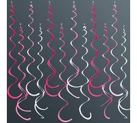 36Pcs Rose Vif et Blanc Tourbillonnantes Guirlande Décorations de Fête Feutre Suspendue Banderole de Plafond en Spirale pour Fille Anniversaire Bapteme EVJF Mariage Thé Octobre Rose Fête Fiesta Decor