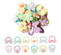 36pcs Ties de cheveux pour enfants Ensemble mignon fleur et arc élastique pour tout-petits liés à cheveux mélange et assortiment de pour bébé pour les petites filles habillement quotidien