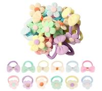 36pcs Ties de cheveux pour enfants Ensemble mignon fleur et arc élastique pour tout-petits liés à cheveux mélange et assortiment de cheveux pour bébé pour les petites filles habillement quotidien